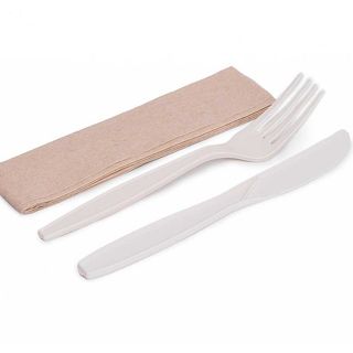Pack tenedor, cuchillo y servilleta, reutilizable