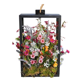 Lampion z kwiatami polnymi klasy premium mały  