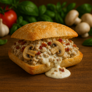 Panino croccante con la salsa di salsiccia seta  è nata 