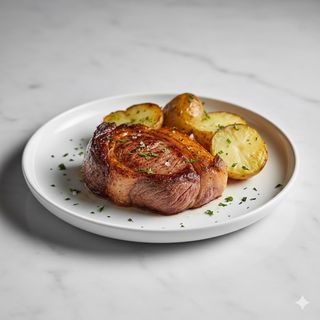 Picaña con patatas al caliu