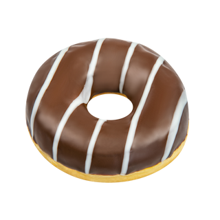 Սպիտակ գծերով շոկոլադային դոնաթ