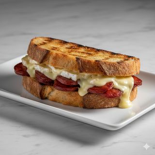 Montadito de chorizo con brie