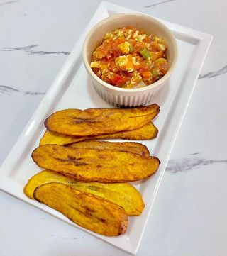 Fried Yam/Fried Plantain + Egg Sauce