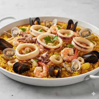 Arroz Calamares Sahariano Y Mariscos (Para 2 Personas)