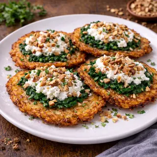 Placki z szpinakiem, twarogiem i prażonymi orzechami (4szt) 450 g
