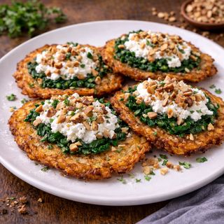 Placki z szpinakiem, twarogiem i prażonymi orzechami (4szt)