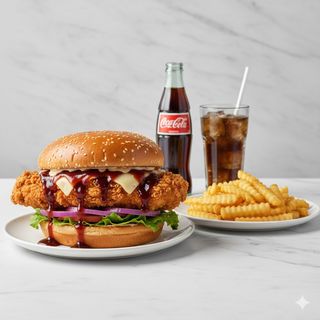 Oferta Hamburguesa Pollo Bbq + Bebida + Patatas