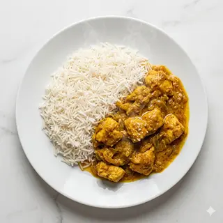Pollo al curry con riso basmati