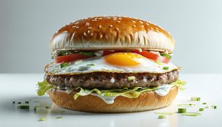 Bismarkburger e una porzione di patate fritte rustiche inclusa