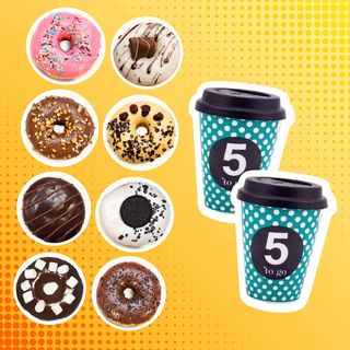 8 x Donuts + 2 x Cafea 5 to go 