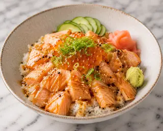 Chirashi salmone flambè