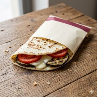 Pomodoro fresco, mozzarella fior di latte e melanzane grigliate