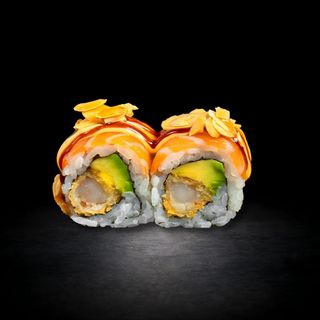 79. Uramaki De Llagostí Arrebossat Amb Salmó I Ametlla (8 Uds.)