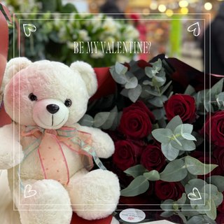 Red Roses with Teddy  bear