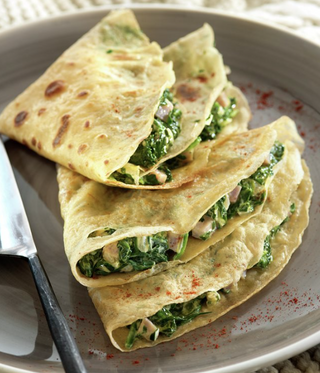 Crepes De Espinacas Y Gambas