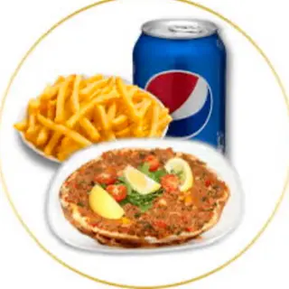 Menu pizza turca de pollo o ternera o mixto completo