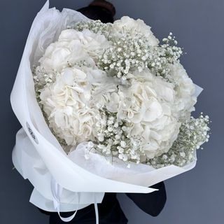 Букет «Гортензії (5) та гіпсофіл (3)»