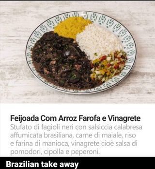 Feijoada acomp de aroz, farofa e vingrete