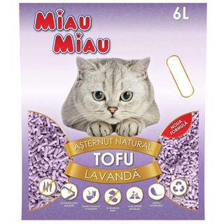 Asternut absorbant Miau Miau Tofu cu parfum lavanda, 6 l
