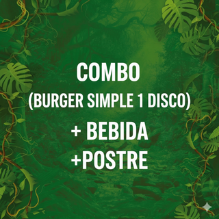 Burger simple 1 disco + bebida + postre