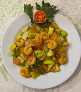 Gambas con Salsa de Curry