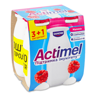 Продукт кисломолочний Actimel малина 1,4%, пляшка (4*100г)