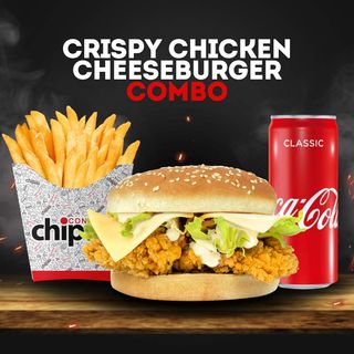 Crispy chicken cheeseburger combo