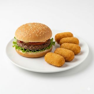Mixto croquetas de pollo(6 uds.) con hamburguesa