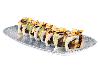 Dragon roll z węgorzem w tempurze i węgorzem kabayaki