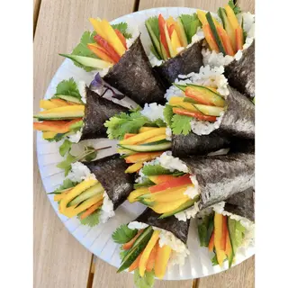 Shiitake, Mango, Cucumber And Marinated Crispy Tofu Temaki