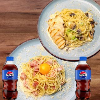 Комбо Pasta: Карбонара і Паста з курячою грудкою у вершк. соусі + 2 шт PEPSI 0,33