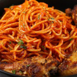 Spaghetti with fried turkey/Chicken 