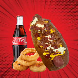HOT DOG BOX ONION RINGS - Hot dog + Onion rings + Bibita