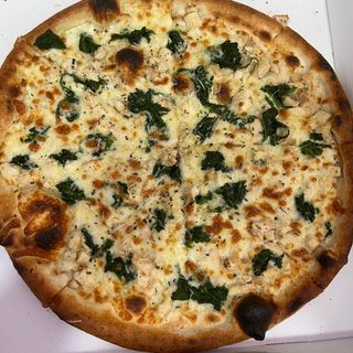 La Pizza Alfredo de Frango e Espinafre