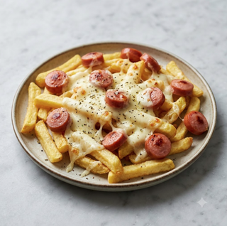 Patatine con wurstel e mozzarella
