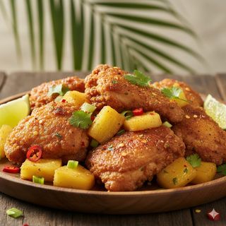 Pollo fritto con ananas