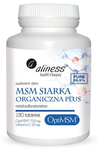 MSM siarka organiczna OptiMSM plus 180 tabletek Aliness