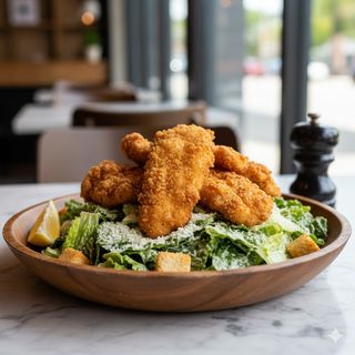 Салата Чезаре с хрупкаво пиле