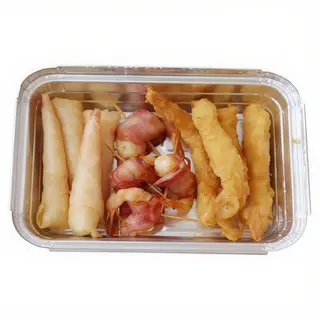 Caixa com com Crepe, Gambas panadas e Gambas com Bacon(36)