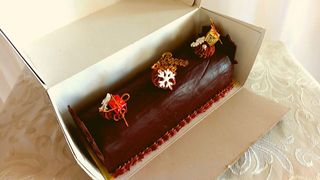 Bûche Chocolat Caramel à la Pâte d'Amande - 8 à 10 Personnes