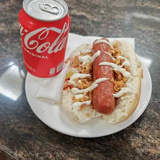 Perrito Normal + Refresco Lata Coca-Cola