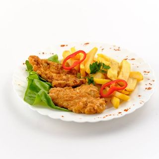 Fast food promo șnițel de porc cu cartofi 