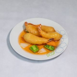 Gambas Rebozadas con Salsa Agridulce