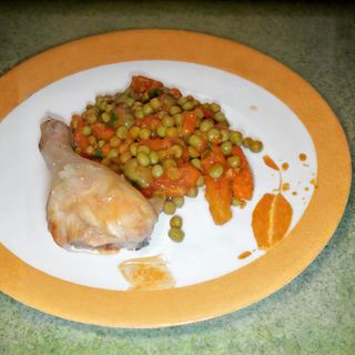 Frites et Petits Pois avec Poulet