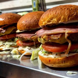 Pork bacon cheeseburger