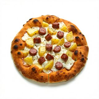 Pizza bianca patate e salsiccia
