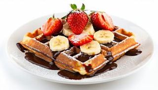 Gofres con  Nutella con plátano y fresas