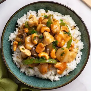 Rice Cashew Nuts And Chicken With Vegetables