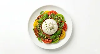 Burrata Con Tomate Y Pesto
