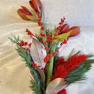 Dwa amarylisy z dekoracją 